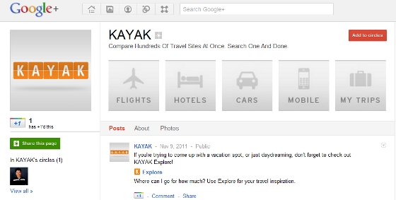 kayak Kayak Google + page