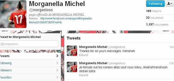 Morganella Twitter screenshot. Morganella Twitter screenshot.