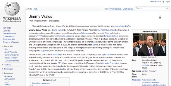 wales Jimmy Wales profile on Wikipedia