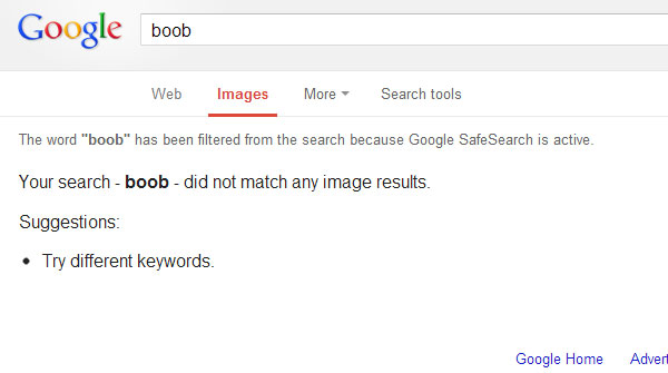 Google image search for boob screenshot, as appeared on December 13, 2012.