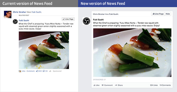 The Facebook News Feed - before and after.