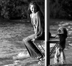 Mishka and owner Kate Piaskovskaia