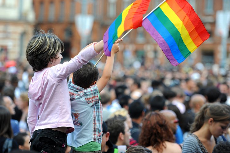 Kids at gay pride parade