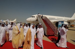 Middle Eastern customers in front of an Airbus corporate jet. Middle Eastern customers in front of an Airbus corporate jet.