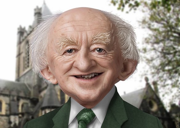 Michael D. Higgins Caricature - courtesy DonkeyHotey
