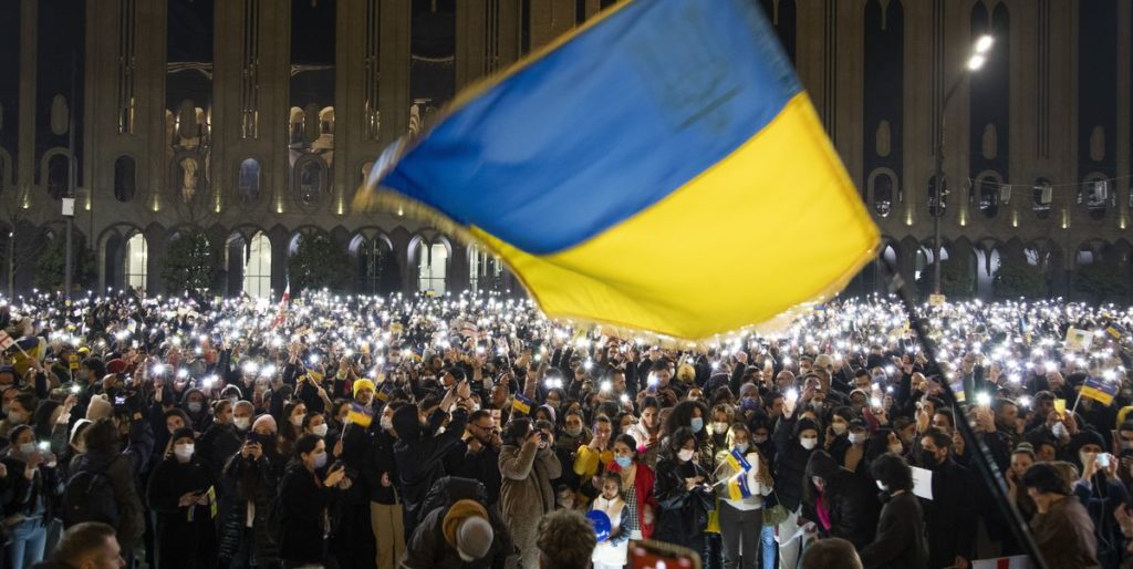 ukraine flag protest 1646240056