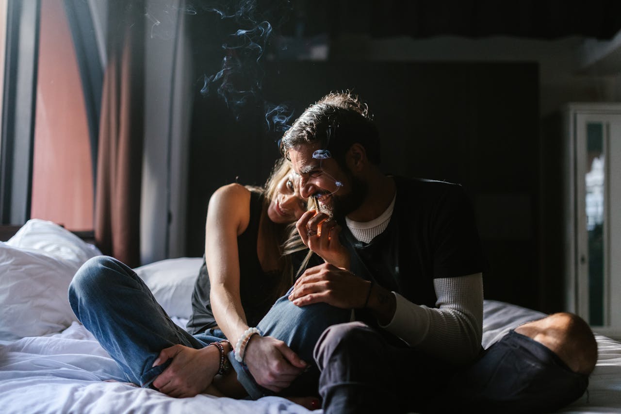 couple enjoying cannabis