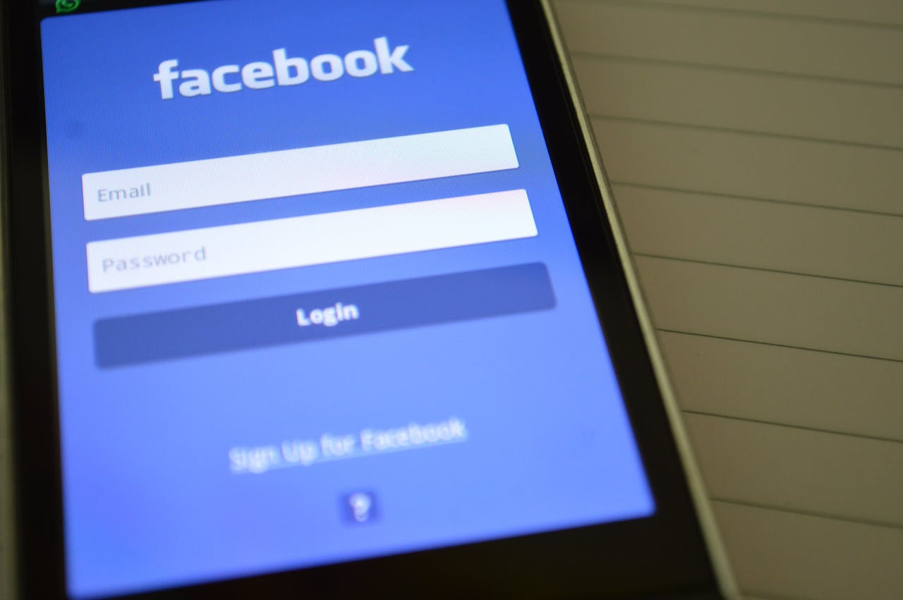 facebook login page