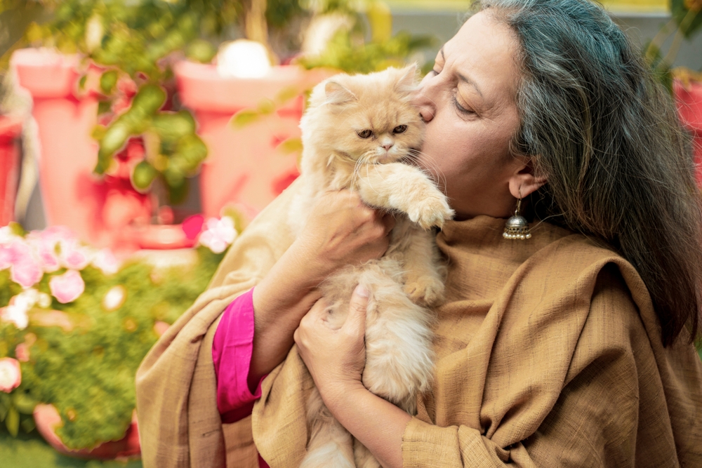 woman with cat